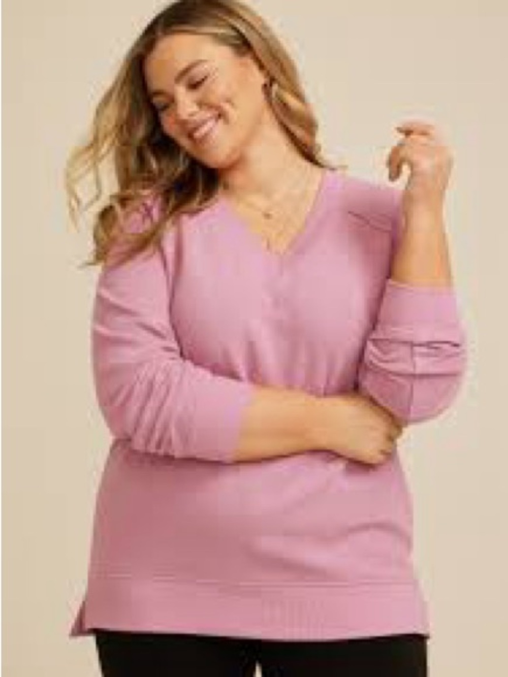 Women’s Maurices V-Neck Pullover Sweater in Light Pink